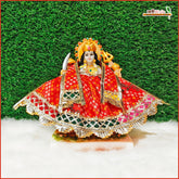 Bandhej Lace Work Red Lehnga Patka